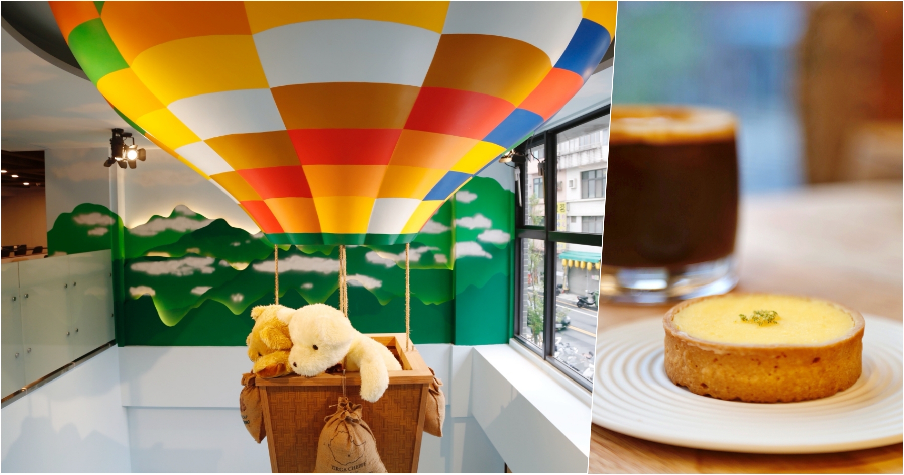 [桃園美食]圈圈咖啡-桃園市政府附近新開咖啡館~不限時可免費使用插座好佛心．有熱氣球小熊超可愛!