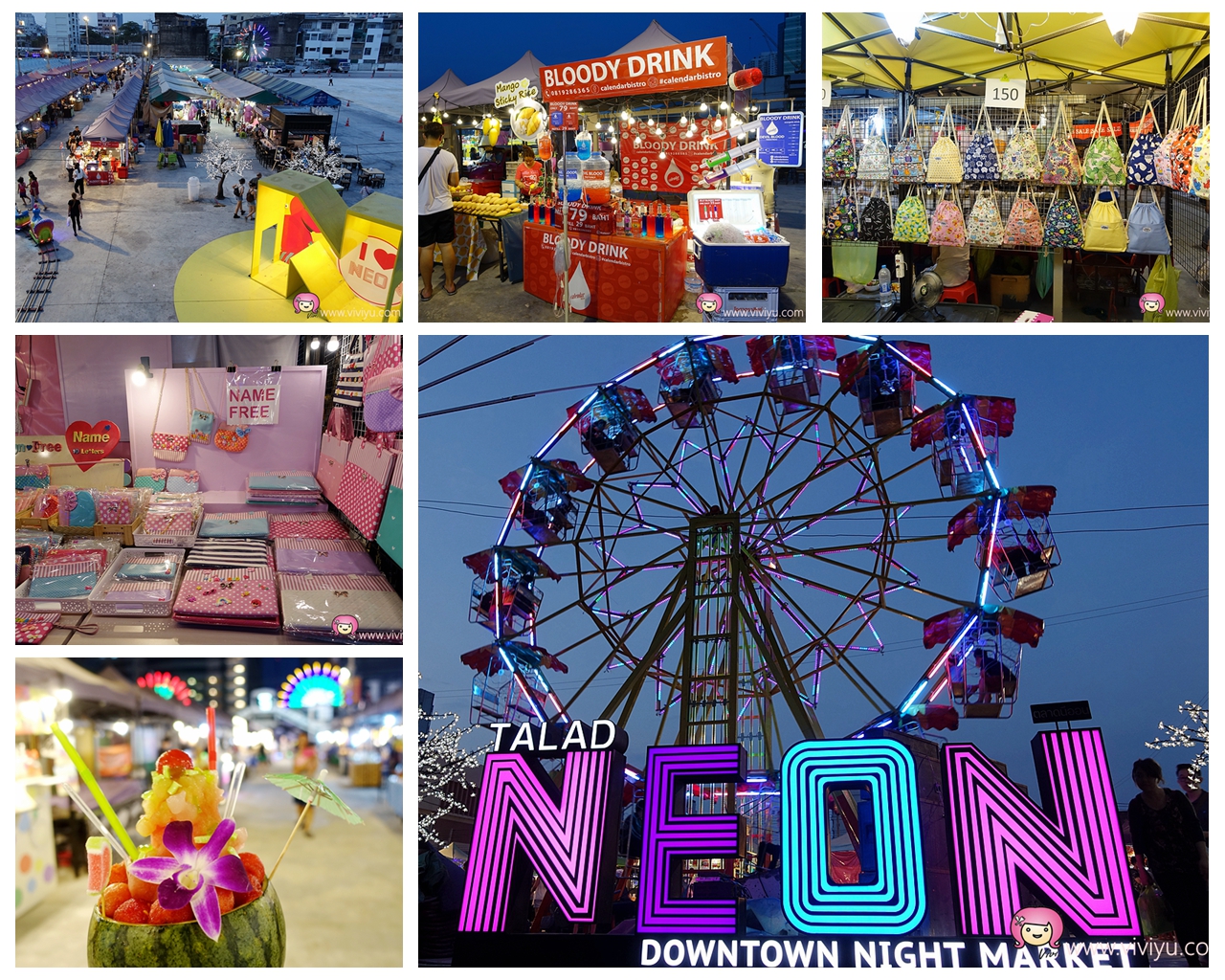 (關門大吉)[泰國．景點]曼谷市區最新夜市．TALAD NEON霓虹夜市(TaLad Neon Downtown Night Market)~BTS奇隆站水門市場旁 @VIVIYU小世界